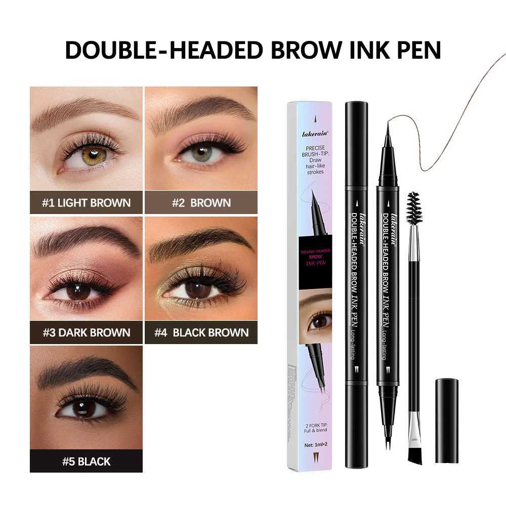 2 In 1 Eyebrow Pencil Waterproof Eye Brow Pencil Perfect Eyebrows Waterproof Makeup Brushes Eyeliner For Set Pen BrownT251126