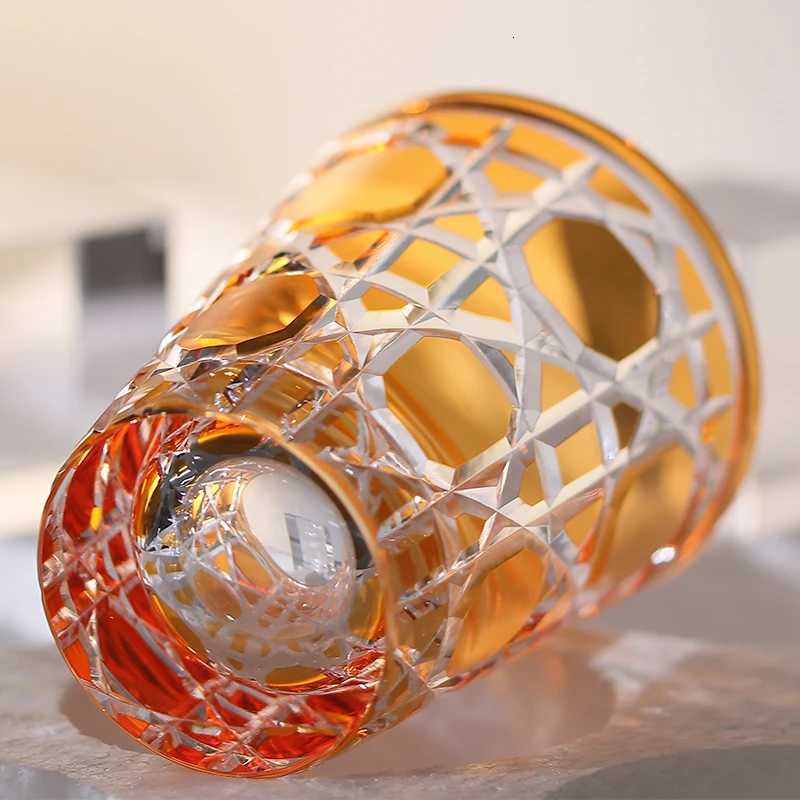 260 ml Hand Cut To Clear Multi-Colored Glass Cocktail Whiskey Tumbler 9 oz Highball Water Glass For Iced Cold Coffee Beverages C251126