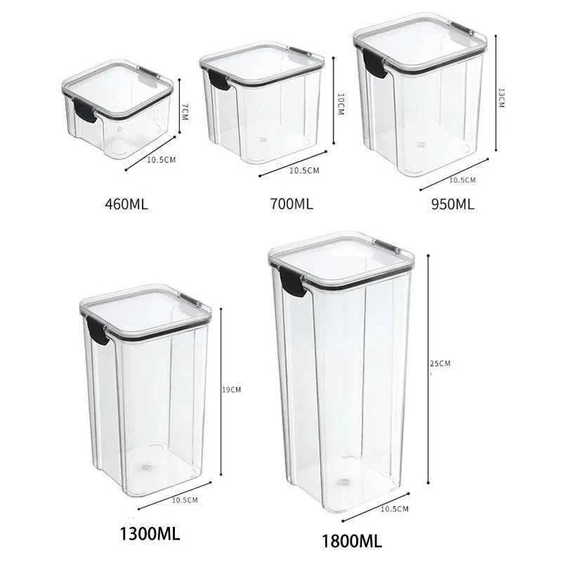 High Quty Sealed Jar Food Storage Box Transparent Plastic Kitchen Organizer Multigrain Tank Stackable Dried Sealed Storage Y251126