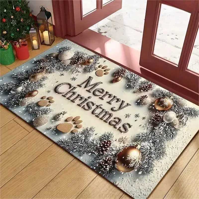 Gingerbread Man Christmas Carpet Candy Cane Rug Merry Christmas Mat Snowflake Home Decoration Entryway Floor Mat Home RugM251126