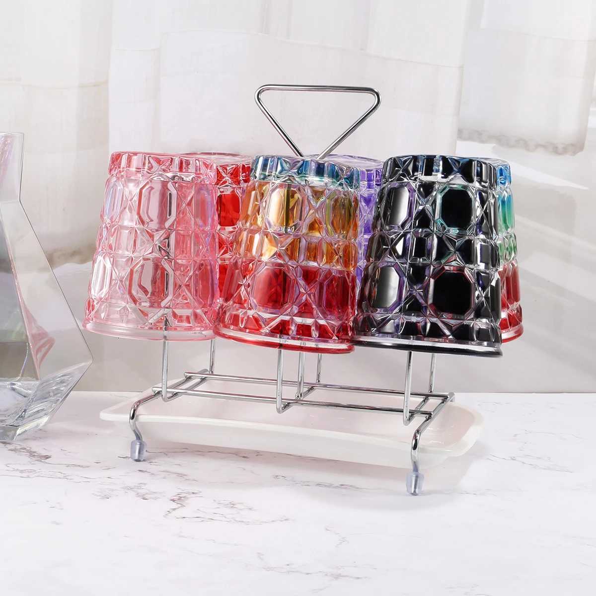 1pc 320ml Crystal Whisky Glass Cup Plaid Handmade Engraving Colorful Brandy Wine Glass Spirit Glass Tumbler C251126