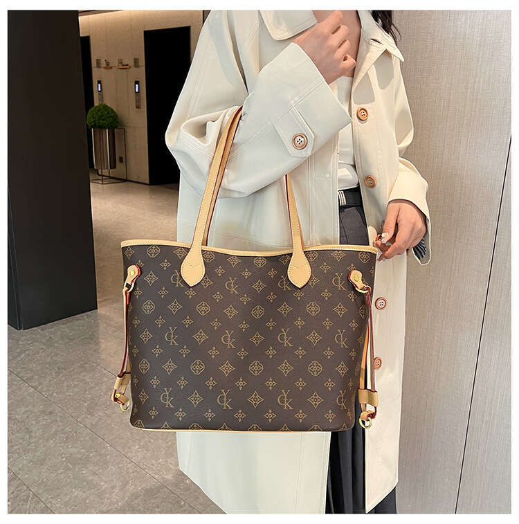 Tote New Retro Print Women Versatile Color-Block Handbag Large Capacity Commuter Shoulder Women's Bag