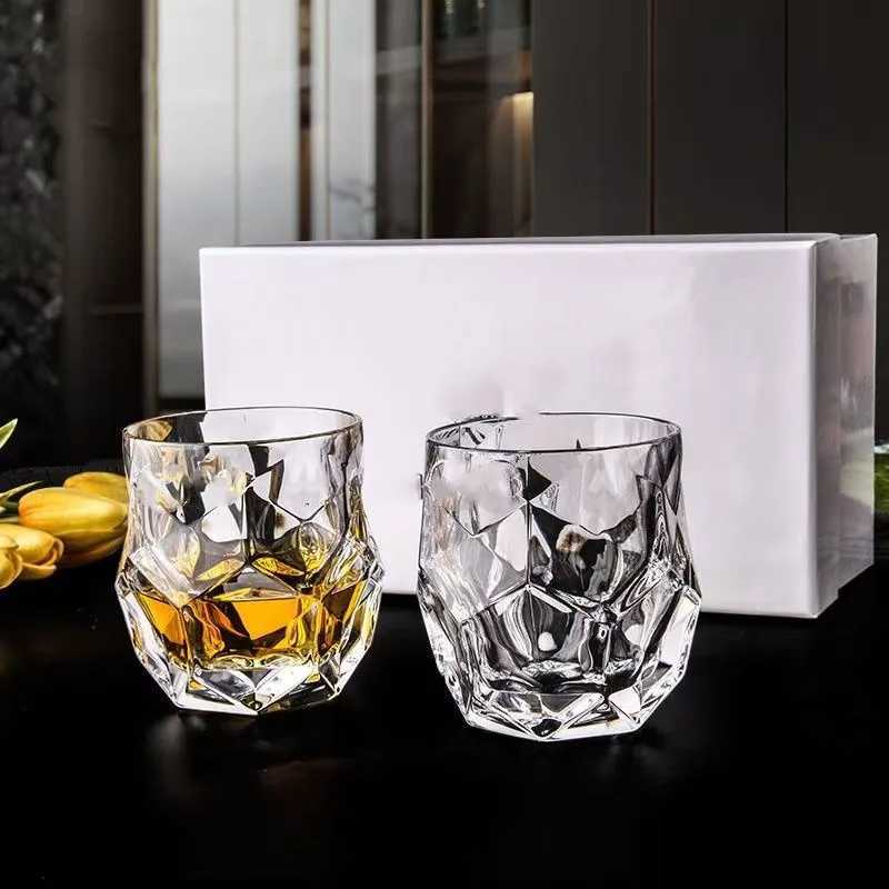 Liuling Whiskey Cup Creative Crystal Cup High-end Foreign Wine Cup Household Glass Engraved Beer Cup Bar Ice Hockey Cup C251126