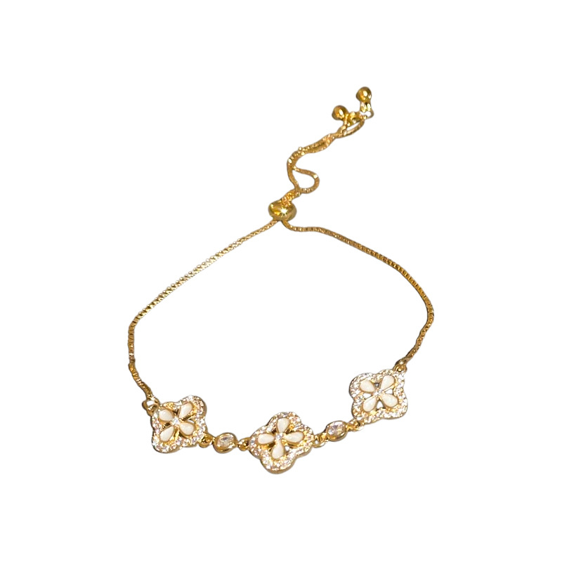 Oil-Drip Zircon Rhombus Flower Adjustable Bracelet Exquisite Light Luxury Fashionable Elegant Niche High-End Jewelry - view 9