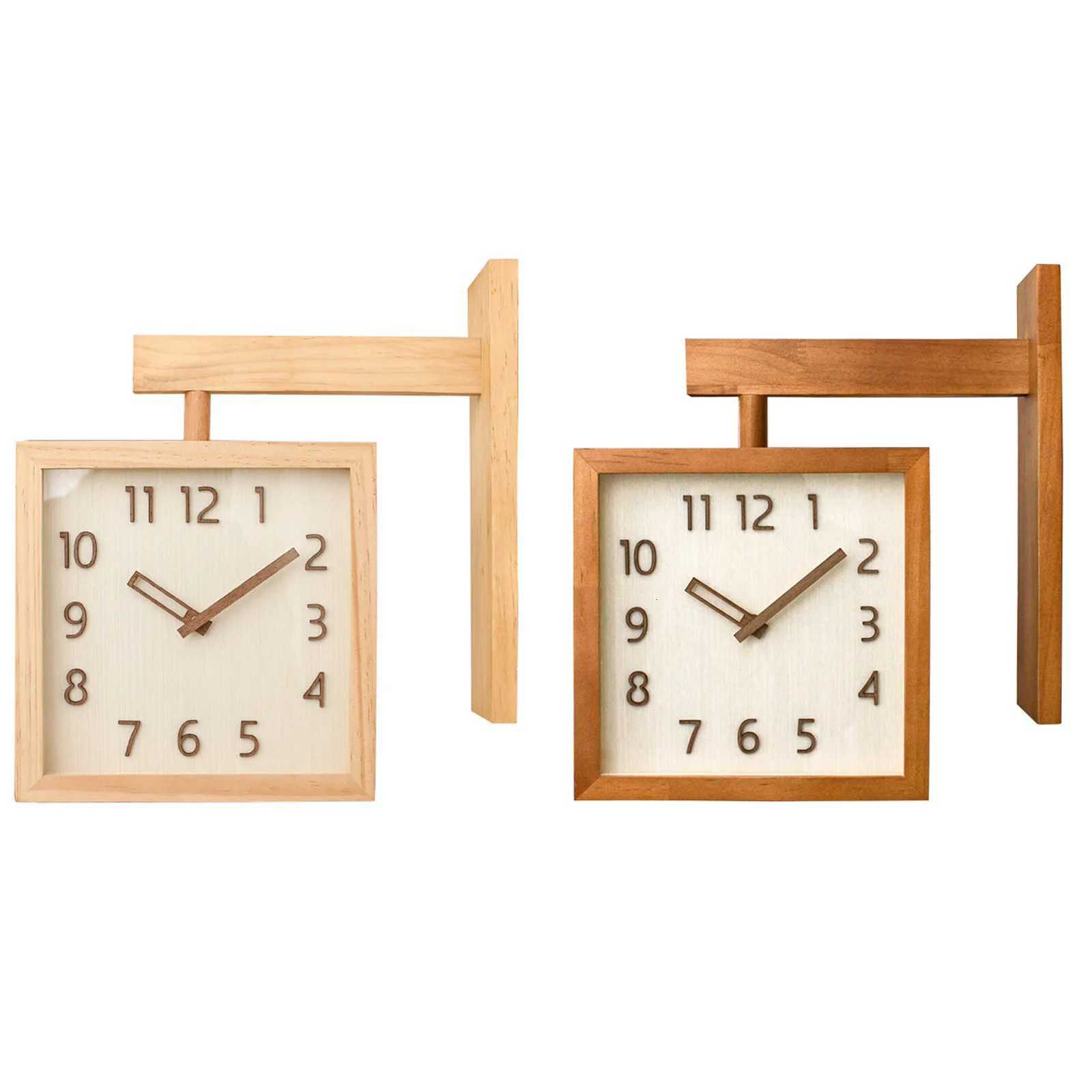 Corner Clock Double Sided Corner Clock Decorative Silent Wooden Simple Battery Powered for Home for Living Room C251126