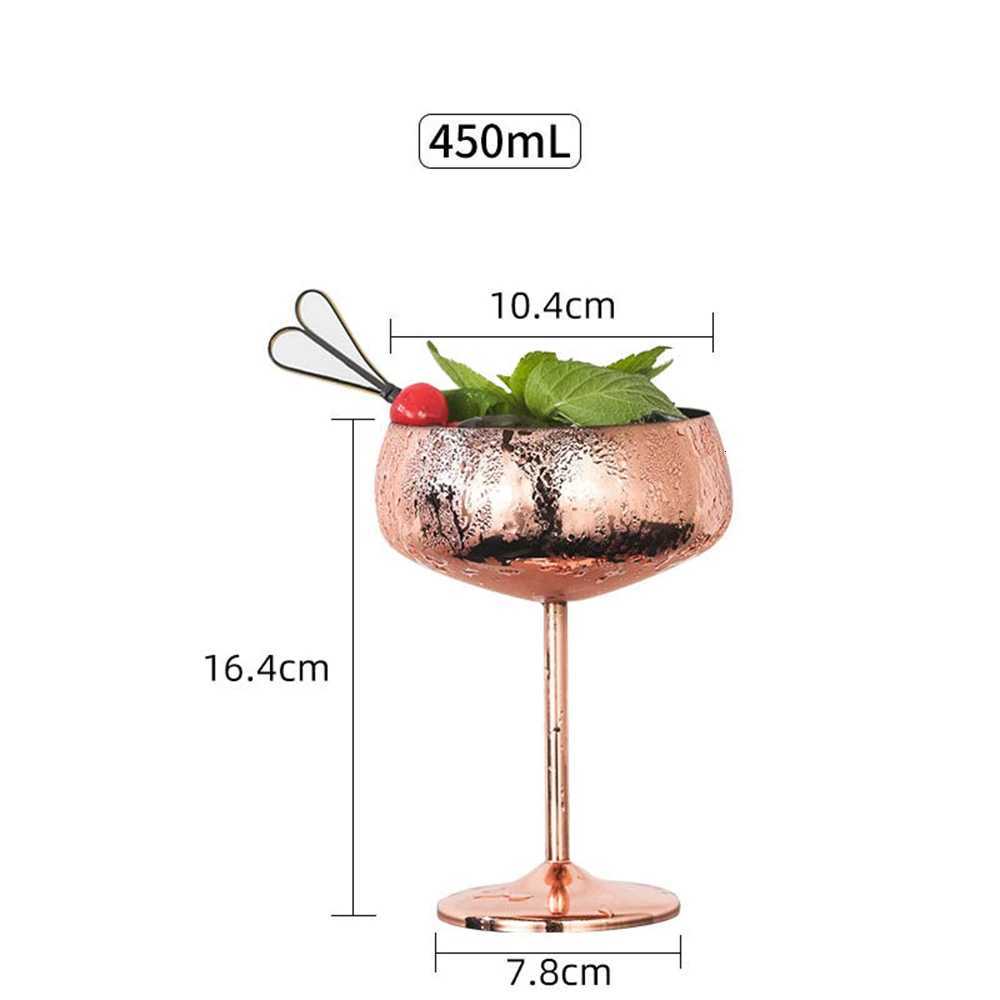 6pcs 450ml Stainless Steel Margarita Glasses Cocktail Champagne Coupe Glasses C251126