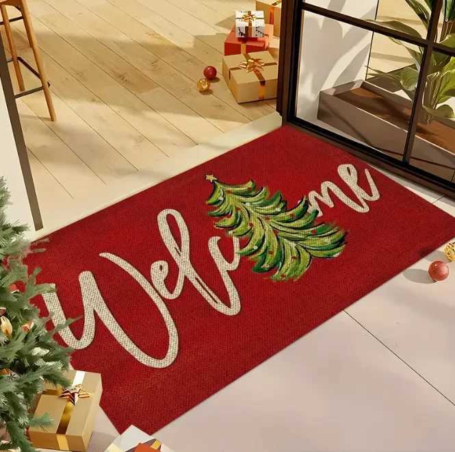 Christmas Red Christmas Style Carpet Kitchen Carpet Door Mat Living Room Laundry Bathroom Mat Area Home Decorative CarpetM251126