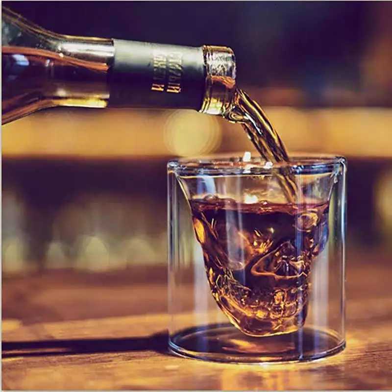 Double Wall Coffee Cup Transparent Mug Glasses Tea Skull Crystal Cups Juice Water Drinkware For Whiskey Bar Beer Wine Glass Mugs C251126