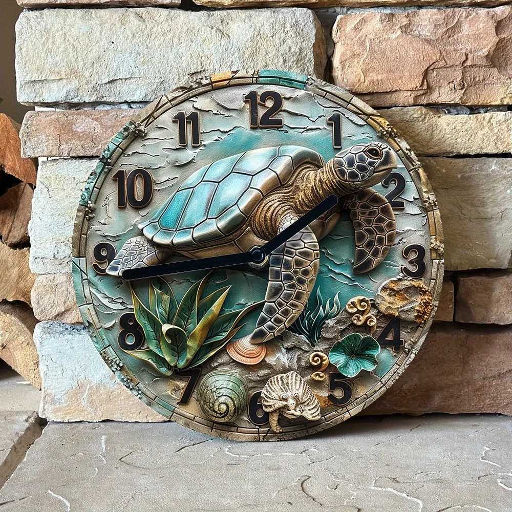 Aluminum Wall Clock With Turtle Design-Perfect For Summer BedroomVacation Decor decoratie woonkamer voor de muur modern design C251126