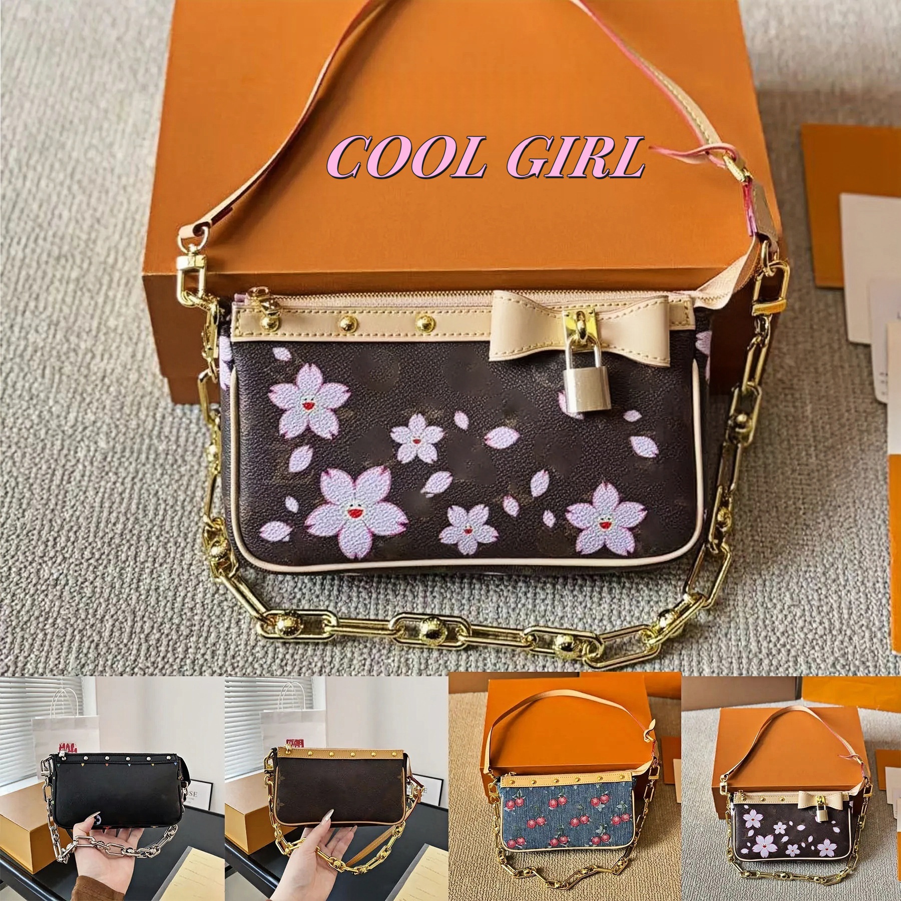 designer bags takashi murakami handbag cherry blossoms shoulder leather canvas colorful bag composite lady beach clutch tote woman purse wallets 10527