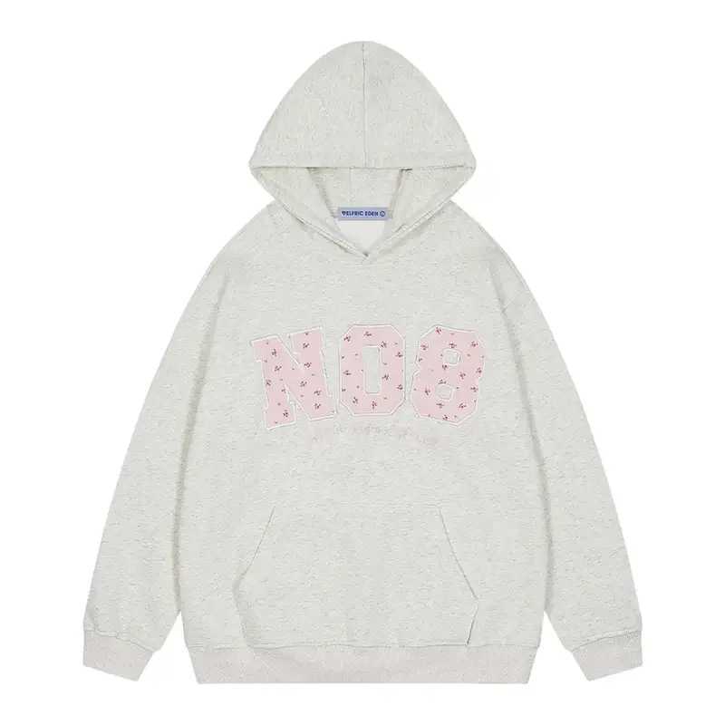 Womens Oversized Graphic Hoodies Y2k Flower Print Number Print Pullover Hooded Sweatshirt Unisex J251136