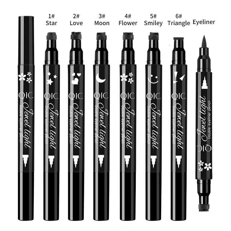 QIC Star Moon Heart Seal Eye Liner Set Makeup Eyeliner Stamp Double-Headed Waterproof Template Make Up Cosmetics Tool PenT251126