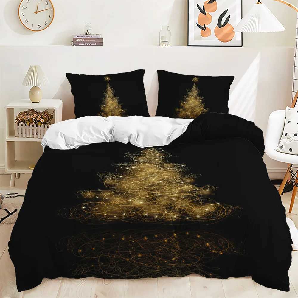 Christmas Christmas stripe Duvet Cover Set Christmas Celebration Winter Bedding Set With Zipper Ties For All Season Double Queen King Y251126