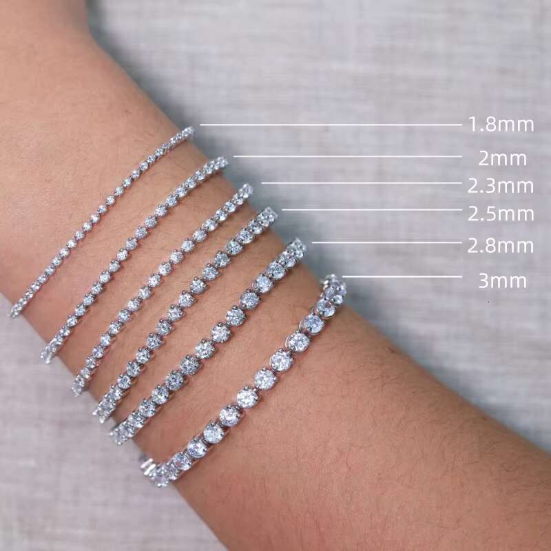 Custom GIA IGI Certificated CVD HTHP Lab Created Grown Diamond 10k 14k 18k Solid Gold Four Prong Tennis Bracelet 1mm 2mm 3mm