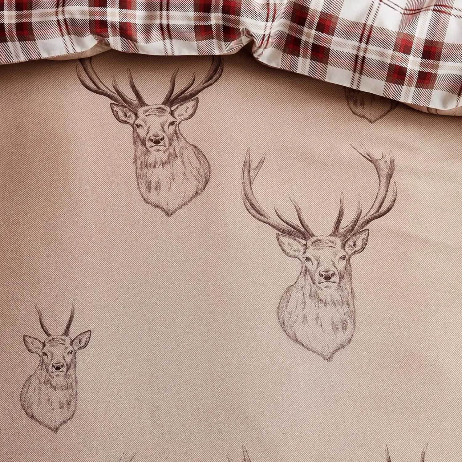 Christmas Check Reversible King Duvet Cover Set with Pillowcases Reindeer Plaid Double-sided Printing 100 PolyesterQueen King Size Y251126