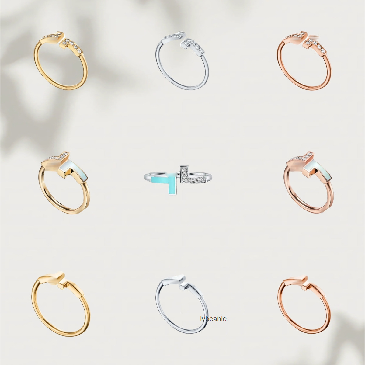 ring designer luxury for rings diamond double t cluster women letter jewelry valentines tiffamy and co tiffanyx tiffanies day gift wedding high quality size 6 9 w R38D