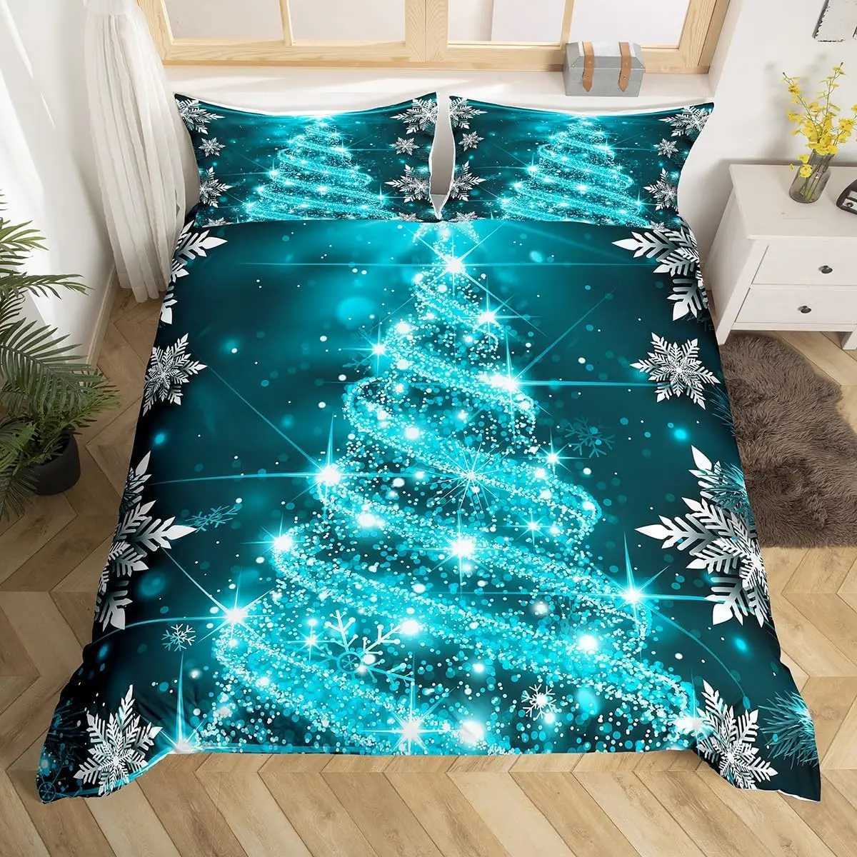 Christmas Christmas Tree Duvet Cover Set Christmas Theme Bedding Set Cartoon Deer Snowman Comforter Cover King Queen For Girls Teens Room Y251126