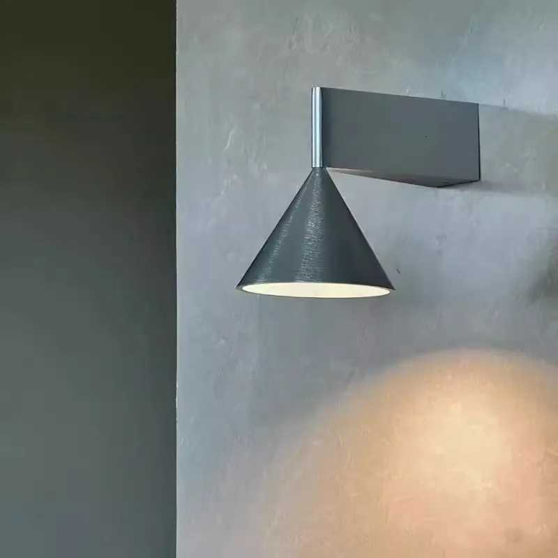 Italian minimalist bedroom bedside wall lamp new conical geometric simple designer high-end background wall aisle lamp M251126