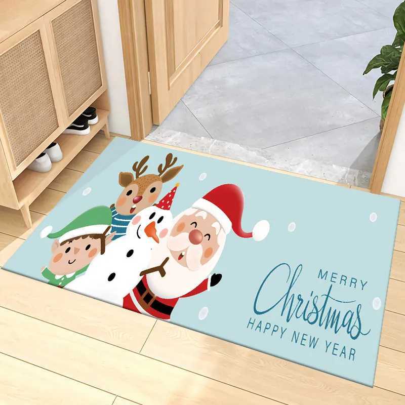 Christmas Cartoon Carpet Mat Rug Santa Reindeer Snowman Home Decoration Festive Entryway Decor Floor Mat with Merry ChristmasM251126