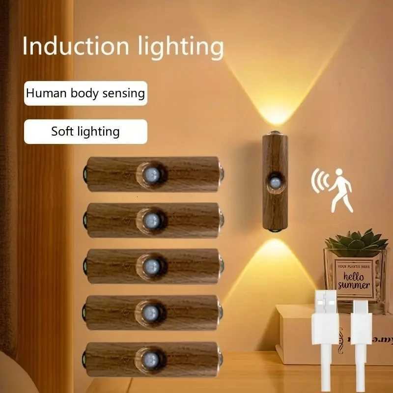 LED Night Light with Motion Sensor USB Rechargeable Indoor Ambient Lighting Dimmable Wall amps for Entryway Bedside Desk Closet M251126