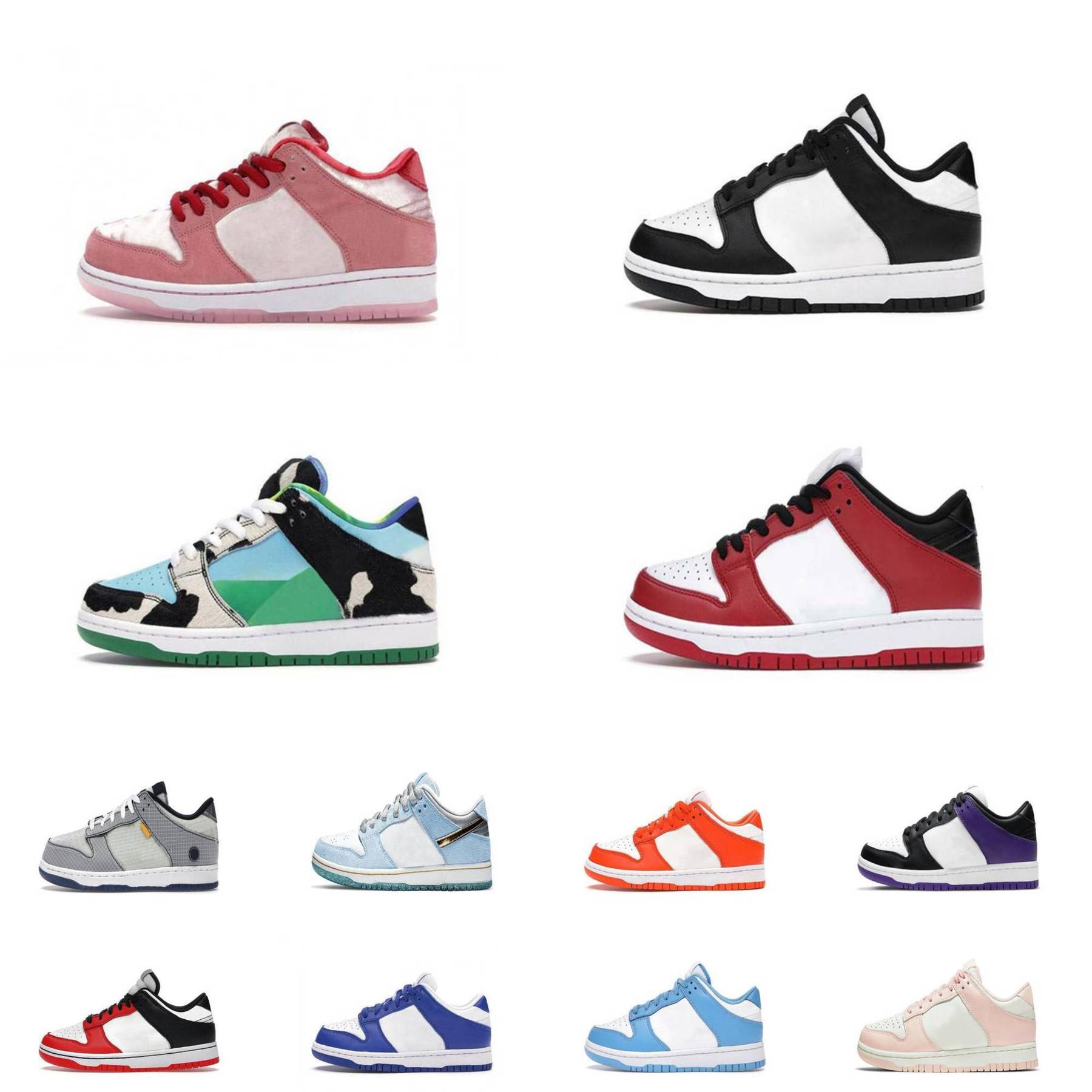 Trainers Low Kids Chicago Casual Shoes Girls Boys Black White Grey Fog UNC Sean Cliver Sports Baby Child Shoe Designer Bred Chicago StrangeLove Camo Outdoor Sneakers