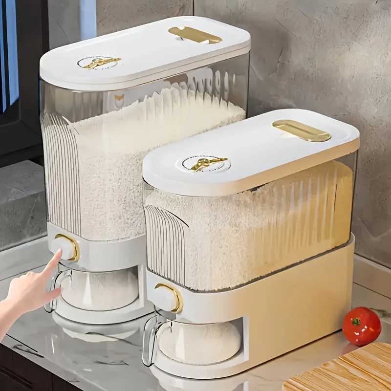5kg/10kg Rice Dispenser - Large Pantry Storage Container with Measuring Cup Time Markings Y251126