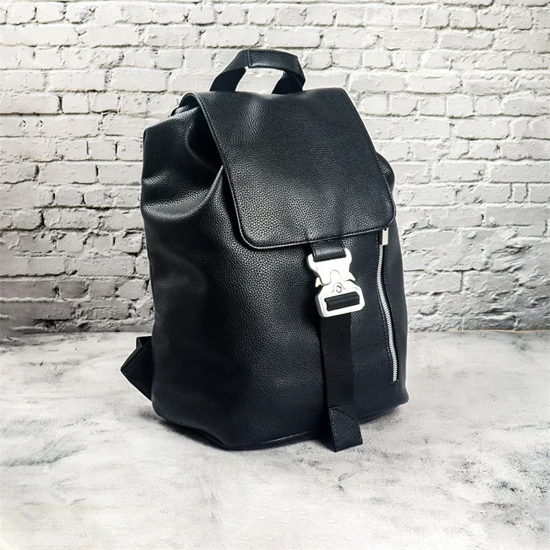 25ss Black ALYX Genuine Leather Backpack High Capacity Traveling Bag 11 Quality Alyx Casual Backpacks 251126