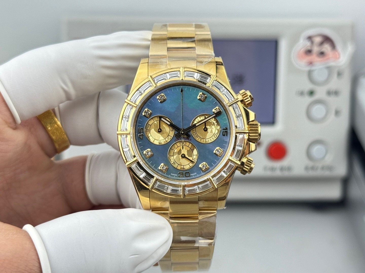 PPM watch diameter 40 cm with 4801 movement 4130 movement sapphire glass mirror Mosan diamond ring mouth stainless steel case