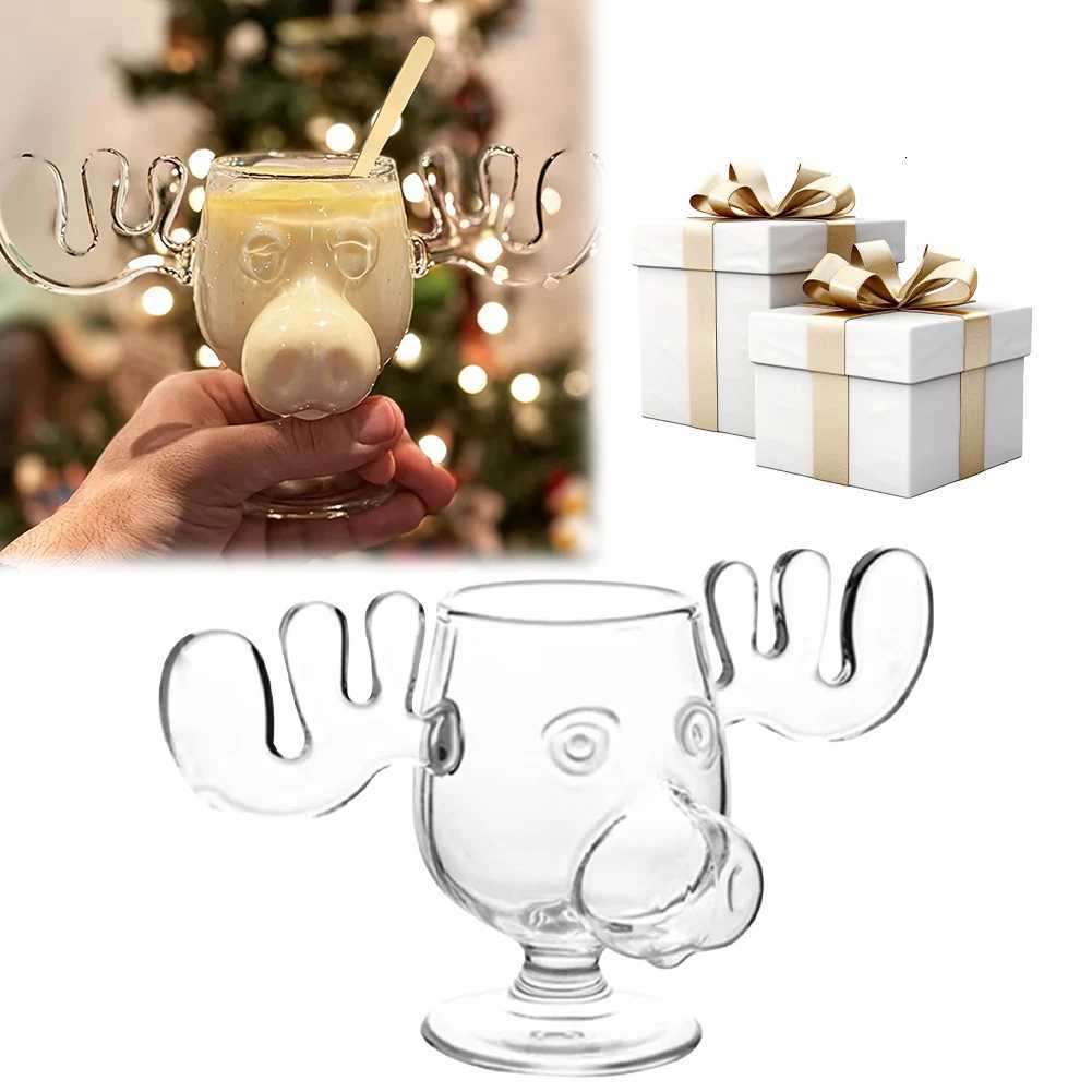 240ml 8oz Christmas Mug Christmas Reindeer Head Creative Elk Glass Milk Glass Wine Beer Water Juice Milk Glass C251126