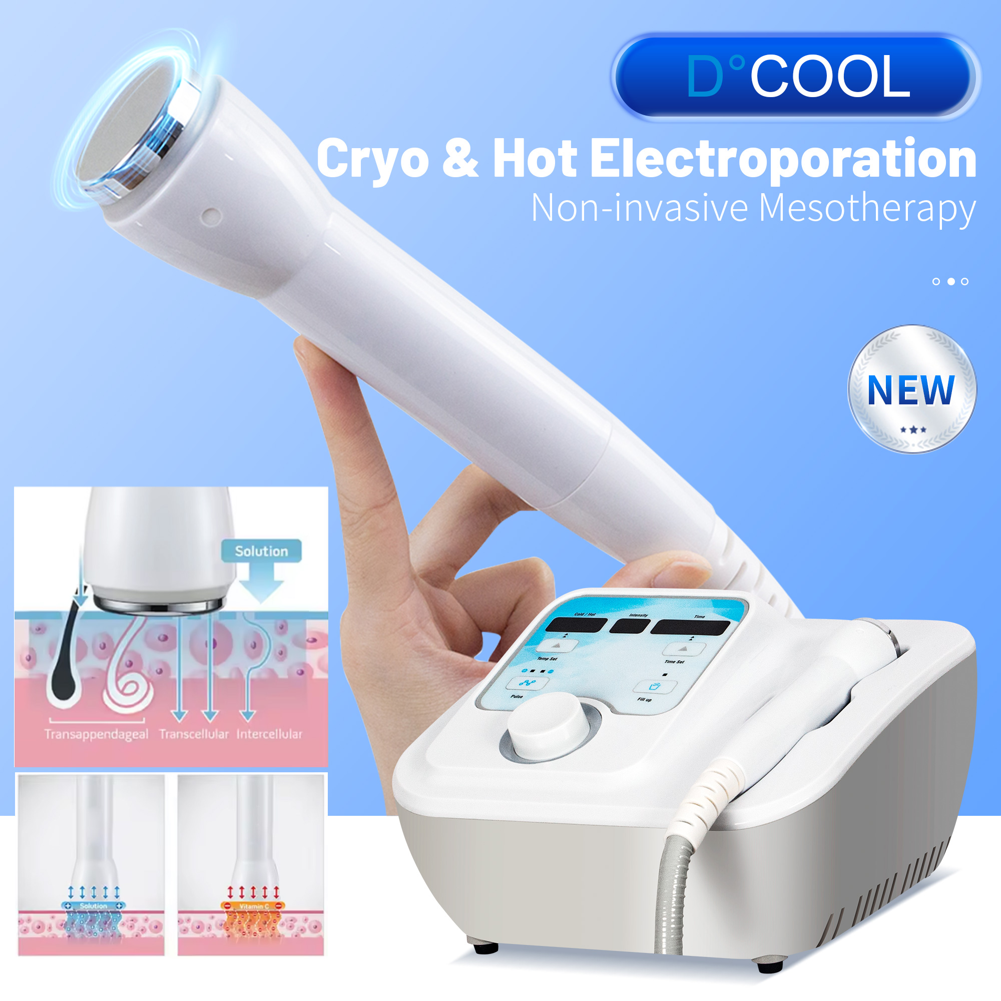 Semiconductor 3In1 Machine Cold And Hot Therapy Painless Introduction Ant-wrinkle Anti Puffiness Cryo Electroporation