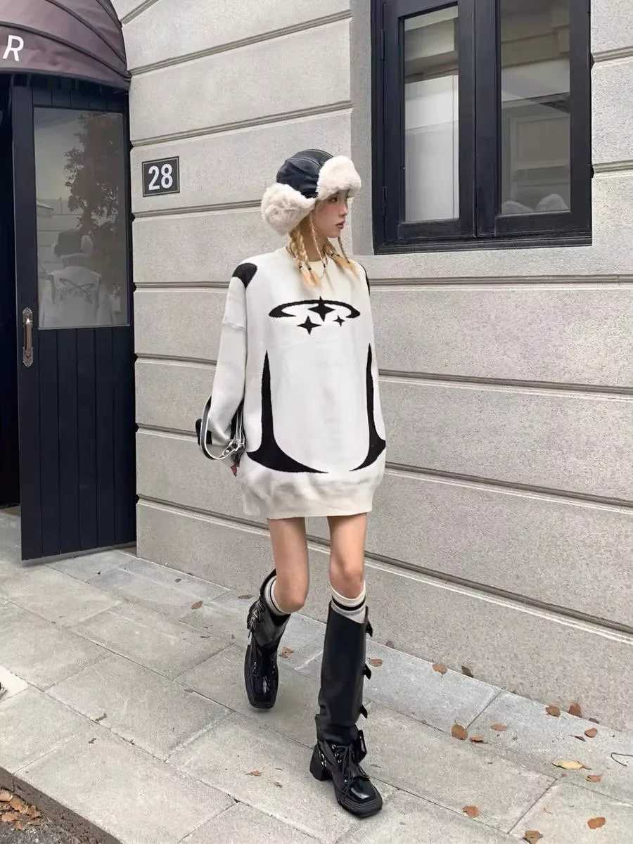 European and American Autumn/Winter Loose Pullover Sweater Trend Hip-hop Style Worn Inside and Outside Popular Knitwear Sweater J251136