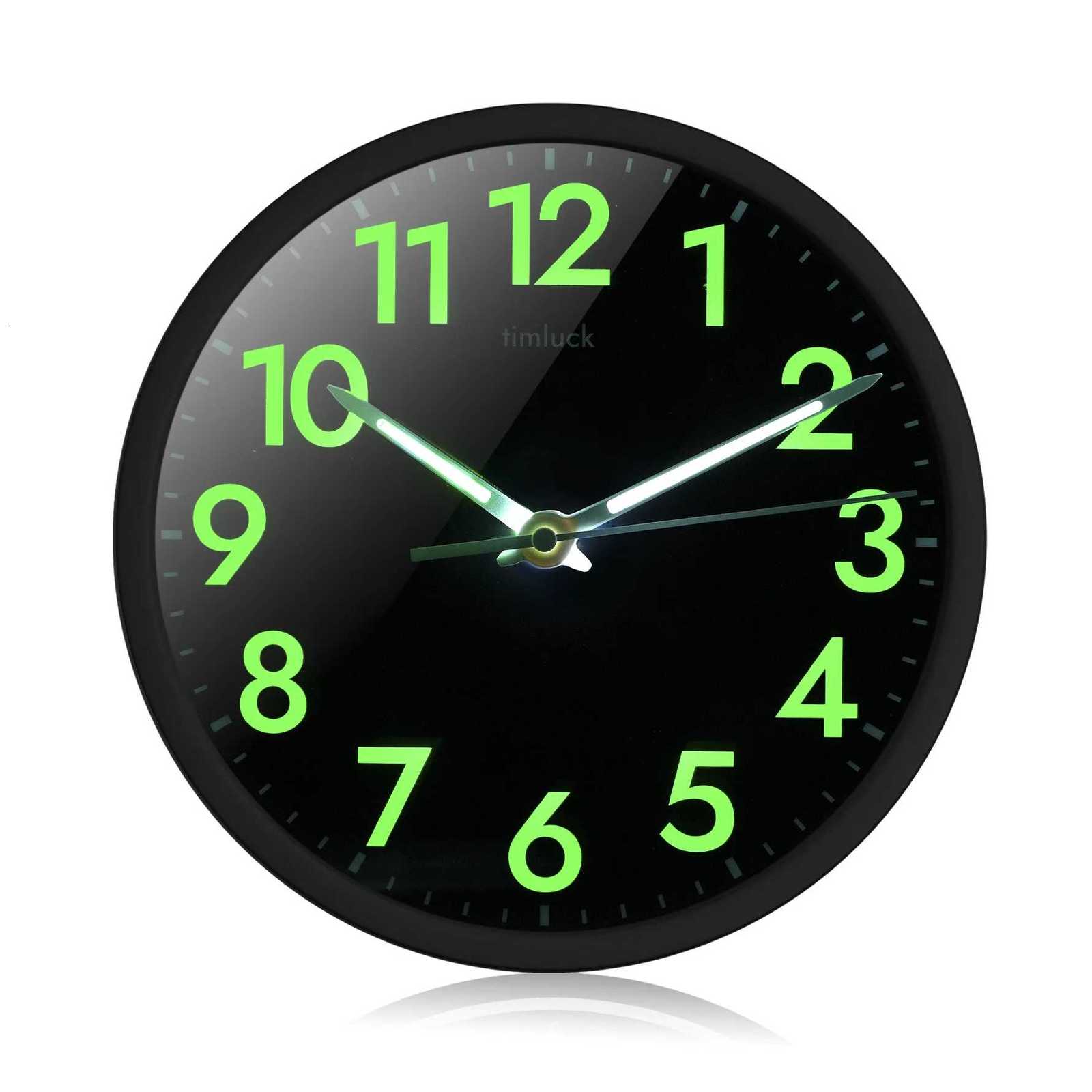 Silent Non-ticking LED Wall Clock with Light Sensor Auto-Illuminated Numbers Hands Adjustable Brightness Non-Fluorescent C251126