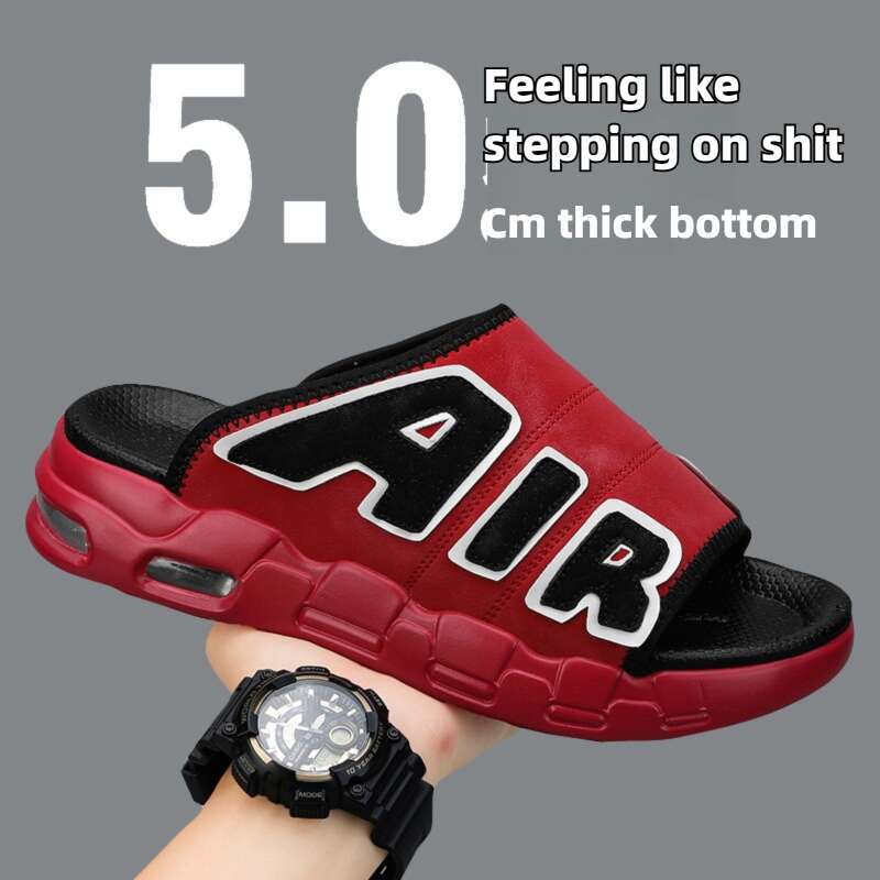 Summer New Cushion Men's Thick-Soled Casual Outdoor Youth Sandals One-Word Slippers Six Colors