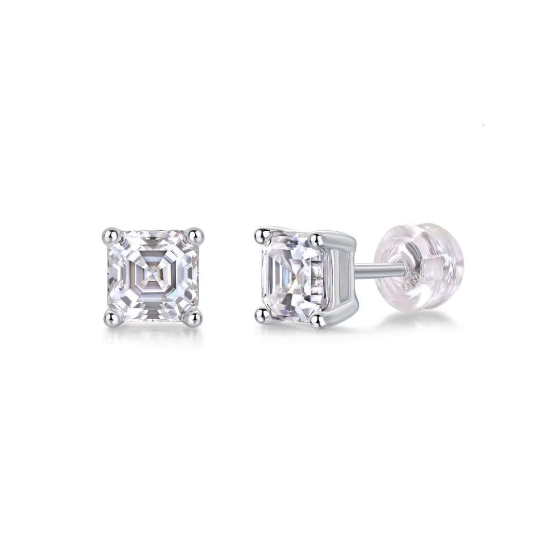 Factory Wholesale Classic Dia Four-Prong Moissanite S Sterling Sier Stud Earrings