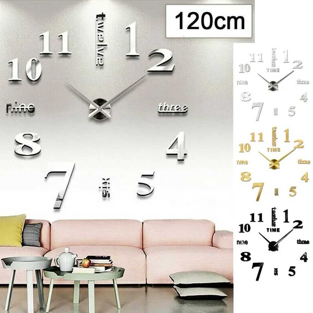 Large 3D Digital Wall Clock Acrylic European Creative Numerals Design Mirror Wall Sticker Clock DIY Self Adhesive Home Decor C251126