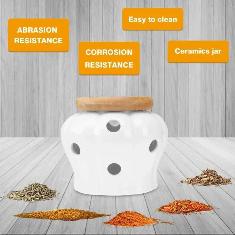 Ceramic Pickle Storage Jar with Cover Freshness Keeper for Kitchen - Garlic Onion Lemon - Airtight Food Storage Container Y251126