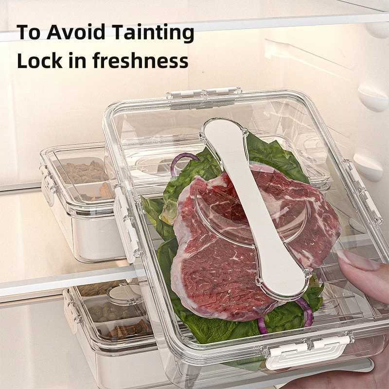 Refrigerator Storage Box 4/9 Grid Food Transparent Meat Vegetable Fruit Storage Box FridgeSeasoning Onion Ginger Storage Box Y251126
