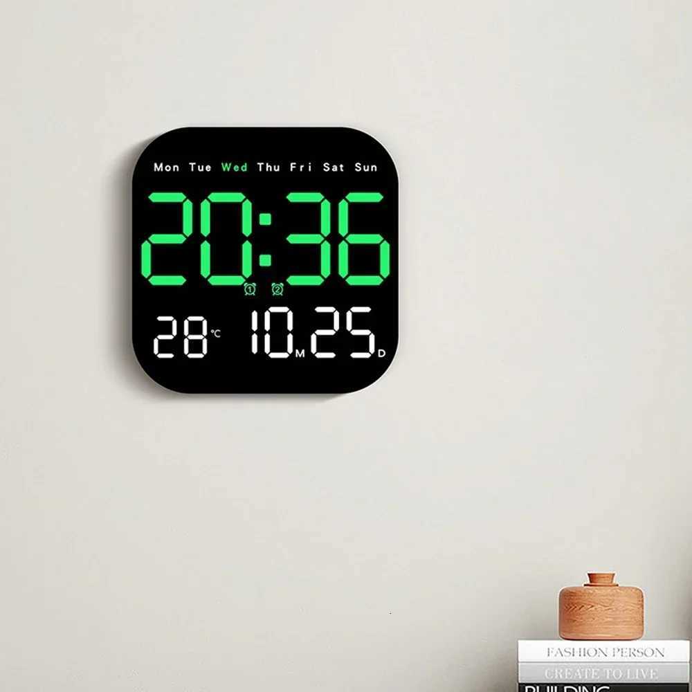 Digital Wall Clock with Remote Control LED Alarm Clock Temperature Date Week Display Electronic Table Clock 12 H 24H C251126