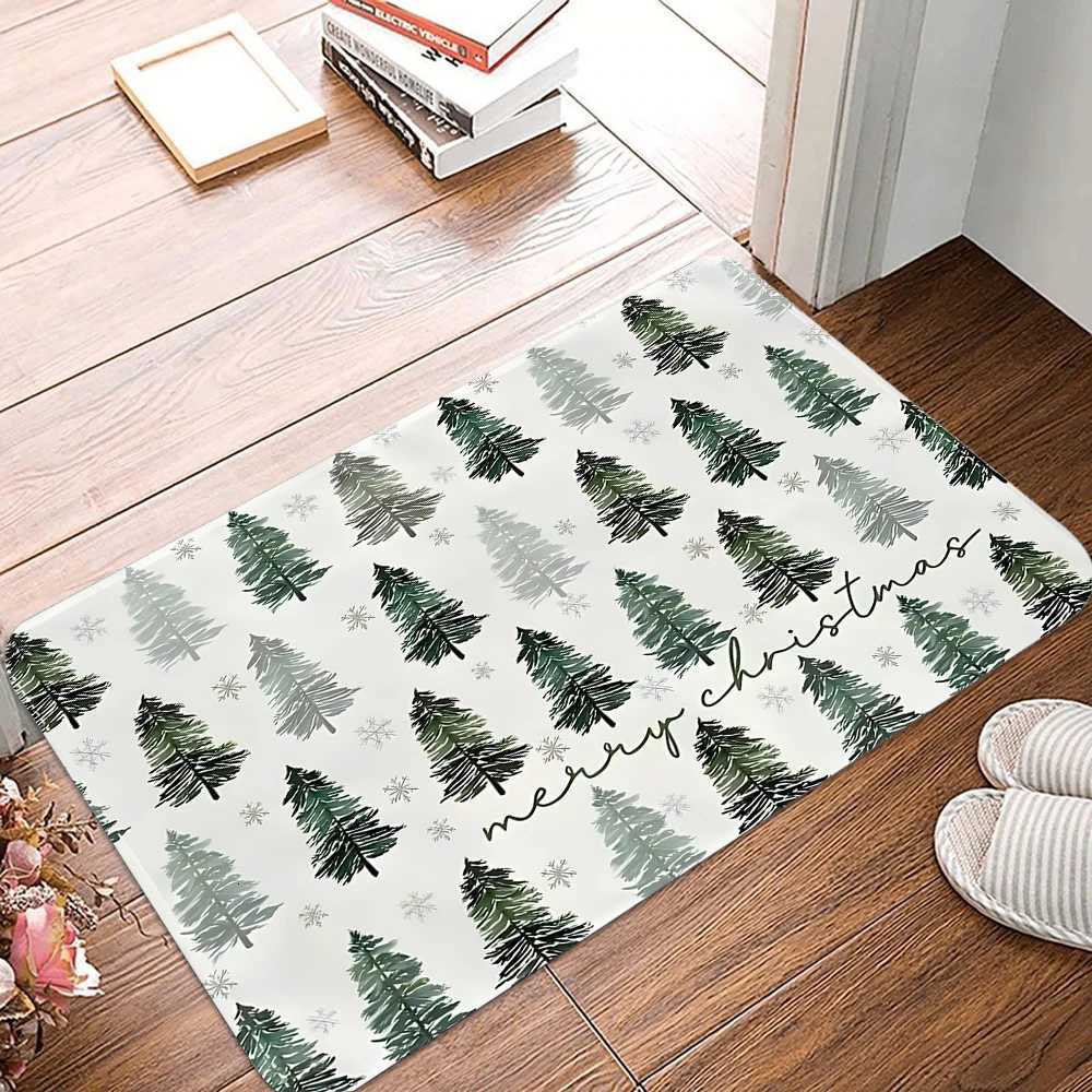 Winter Christmas tree Snowman Doormat Non-Slip Entrance Doormat Home Decor Carpet for Living Room Rugs Bathroom Floor RugM251126