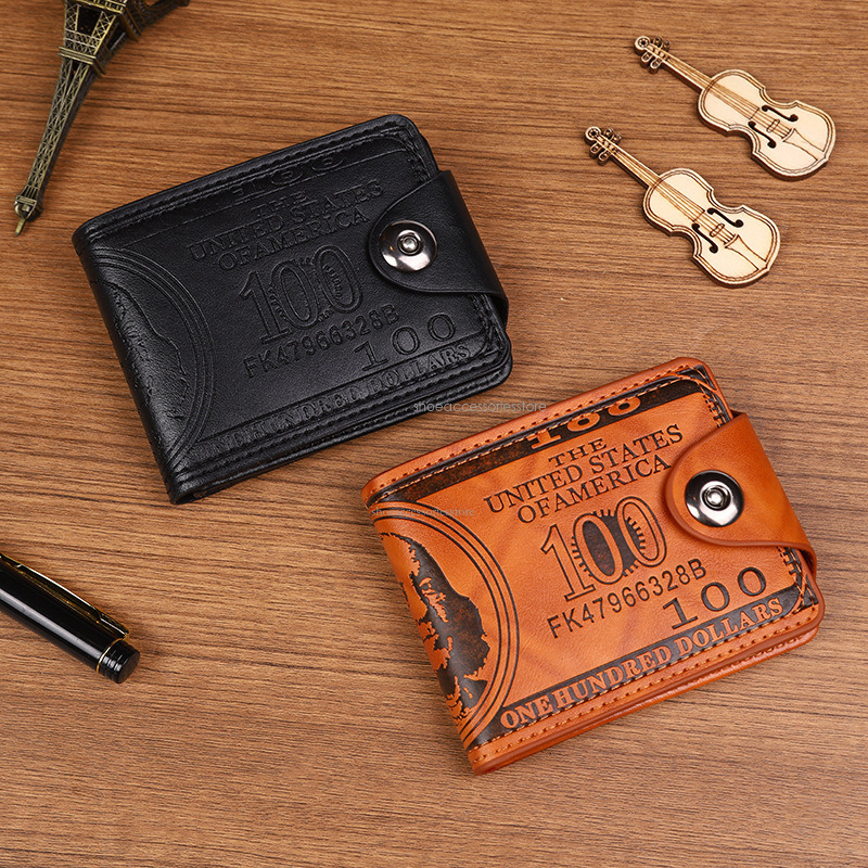 PT009,2025 New Designer USD Pattern Men's Wallet Ultra Light PU Bag Functional Multi Card Slot