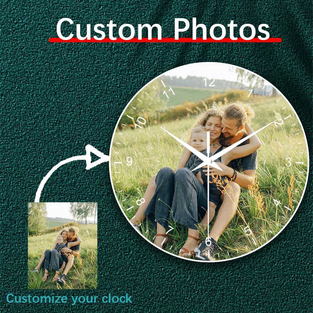 1pc Personzed Quartz Wall Colck Custom Your Photo on Clocks for Wall DecorationGift for Your Family Friend Petslovers C251126