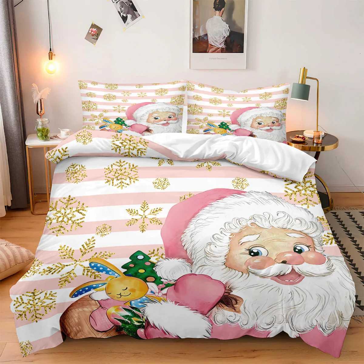 Christmas Christmas Snowman Comforter Set 3PCS Christmas Tree and Gift Pattern Holiday Bedding Set Soft Microfiber Winter Home Set Y251126