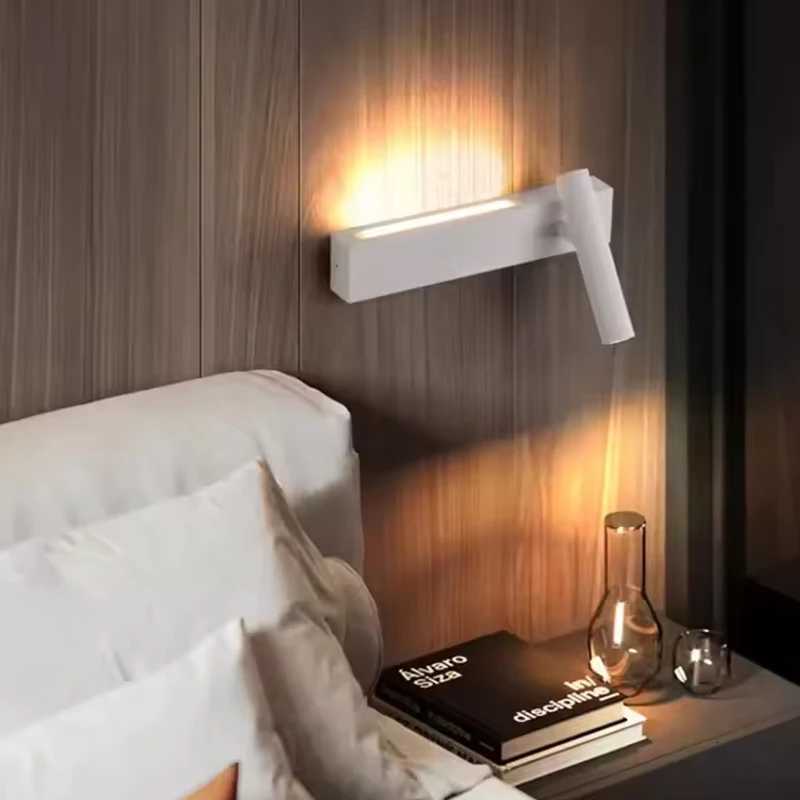 Bedroom bedside LED rotating with switch wall light ambient light modern and simple living room background corridor M251126