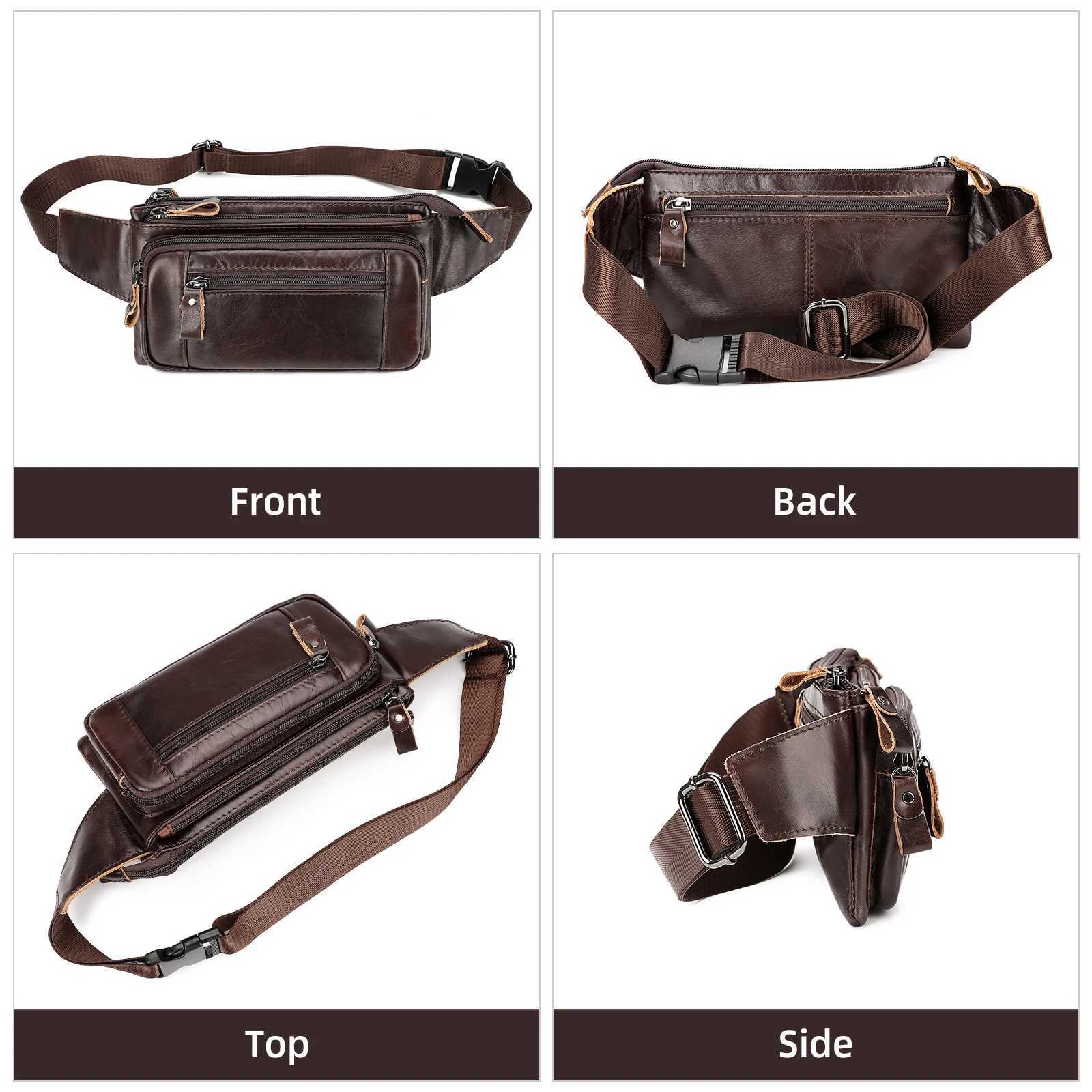 HUMERPAUL Brand Fashion Waist Packs Men Genuine Leather Organizer Travel Chest Bag Large Capacity Male Crossbody BagT251126