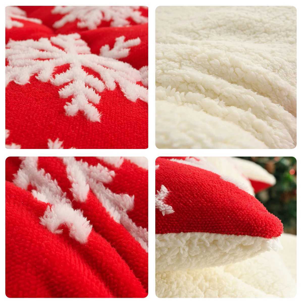 Christmas Christmas Style Thick Winter Blanket for Bed Soft Warm Snowflake Fleece Comforter Double Size Faux Lambswool Sleeping Blankets Y251126