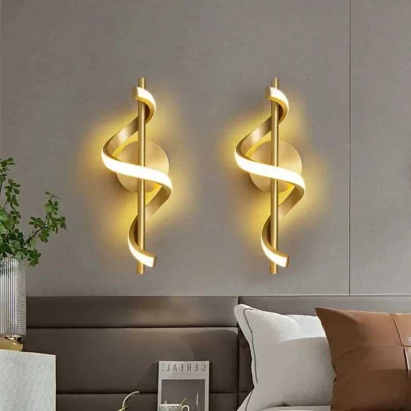 LED Wall Lamp Nordic Bedroom Bedside Minimalist Sconce Black White Gold Decorative Lighting Living Room Corridor Indoor Fixtures M251126