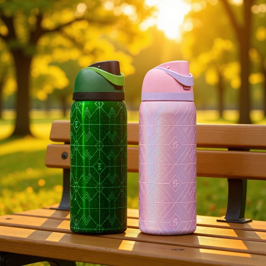 New Water Bottles 32oz Insulated Stainless Steel Tumblers With Flip Straw Giltter Shiny Sports Travel Car Mugs Outdoor Large Drinking Cups