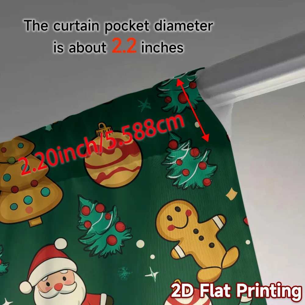 Curtain Christmas 2pcsCurtains Cute Christmas Santa Gingerbread Man Tree 2 Modern CurtainsWindow Treatment Machine Washable Fabric Curtains Y251126