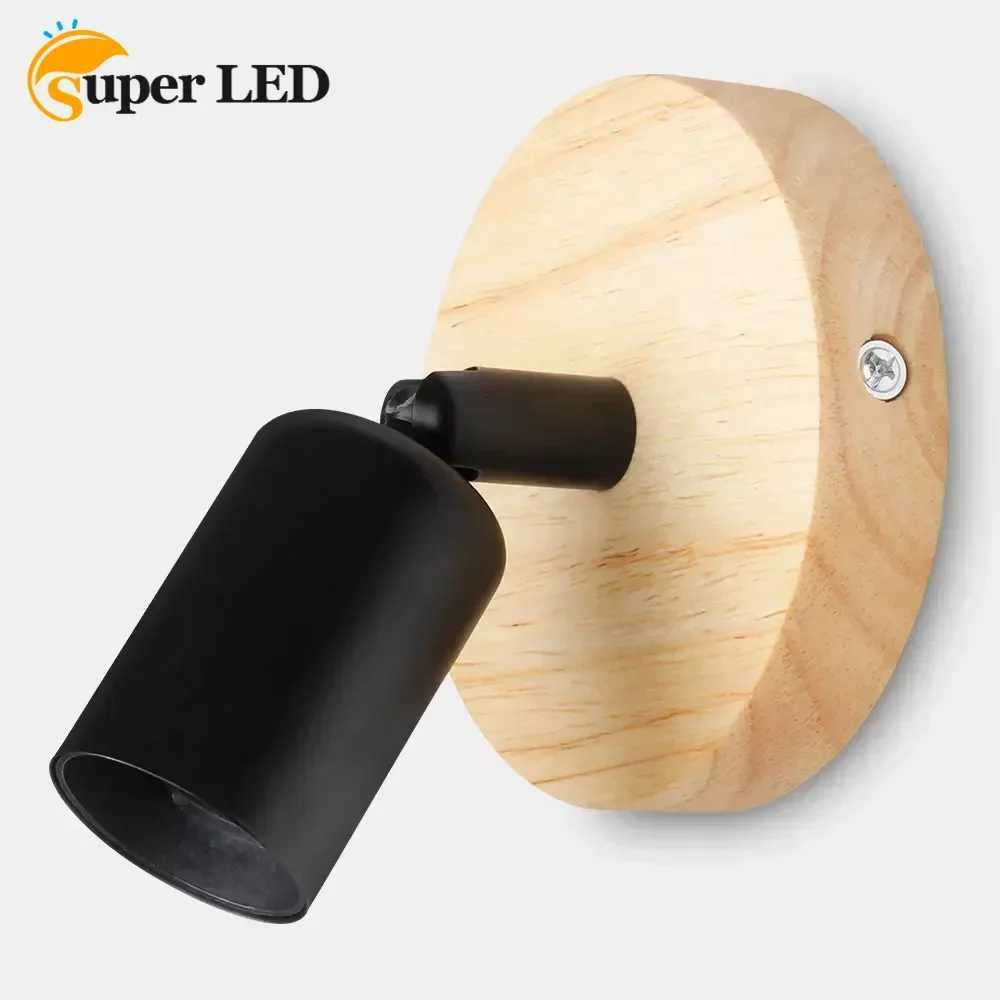 Lamp Wall Mounted LED Lights E27 Indoor Lighting Bedroom Wall Lamp Home Decoration Wooden Base Vintage Wall Lamp M251126