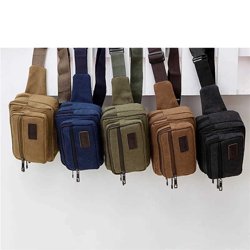 High Quality Fashion Casual Canvas Messenger Bags Waist Packs Purse Men Portable Vintage Men Waist Bags Travel Belt WalletsT251126